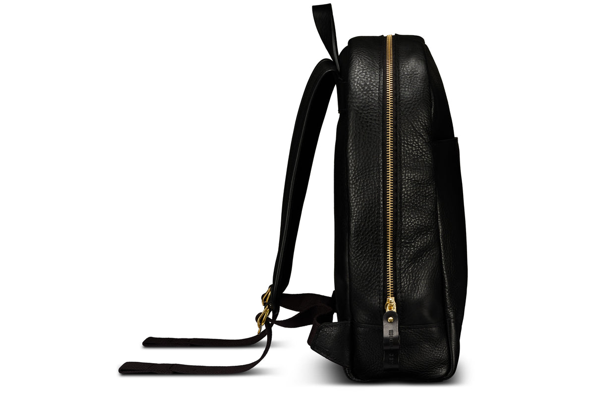 Black Leather Backpack for Men