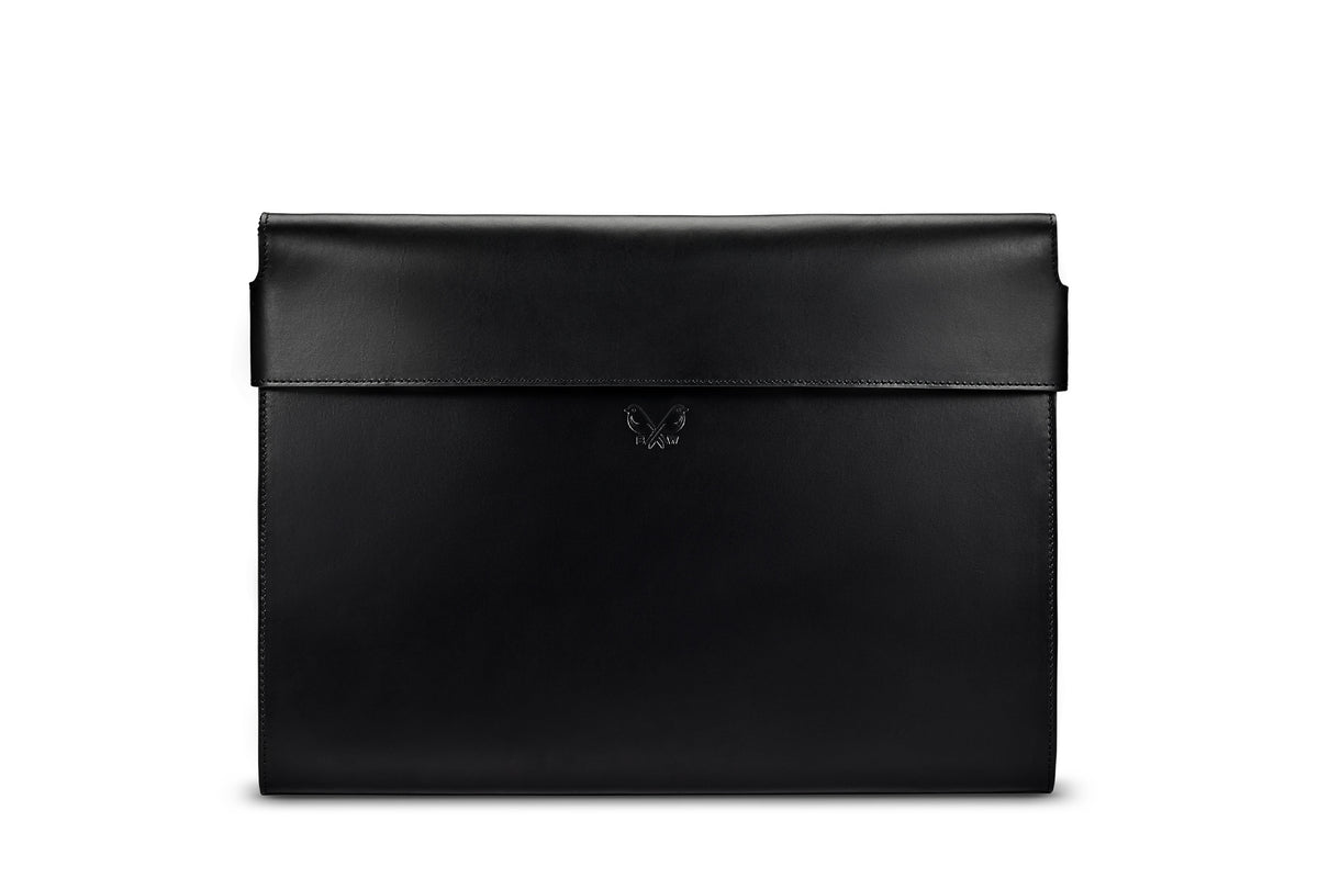 Small Folio Black Leather Portfolio Case Winch