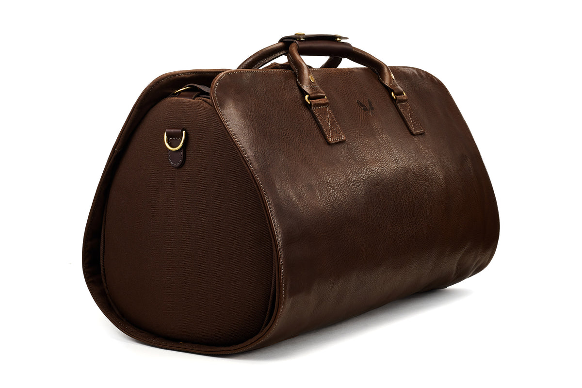 Brown Leather Suit Carrier Holdall Brown Garment Duffel Bag Bennett Winch