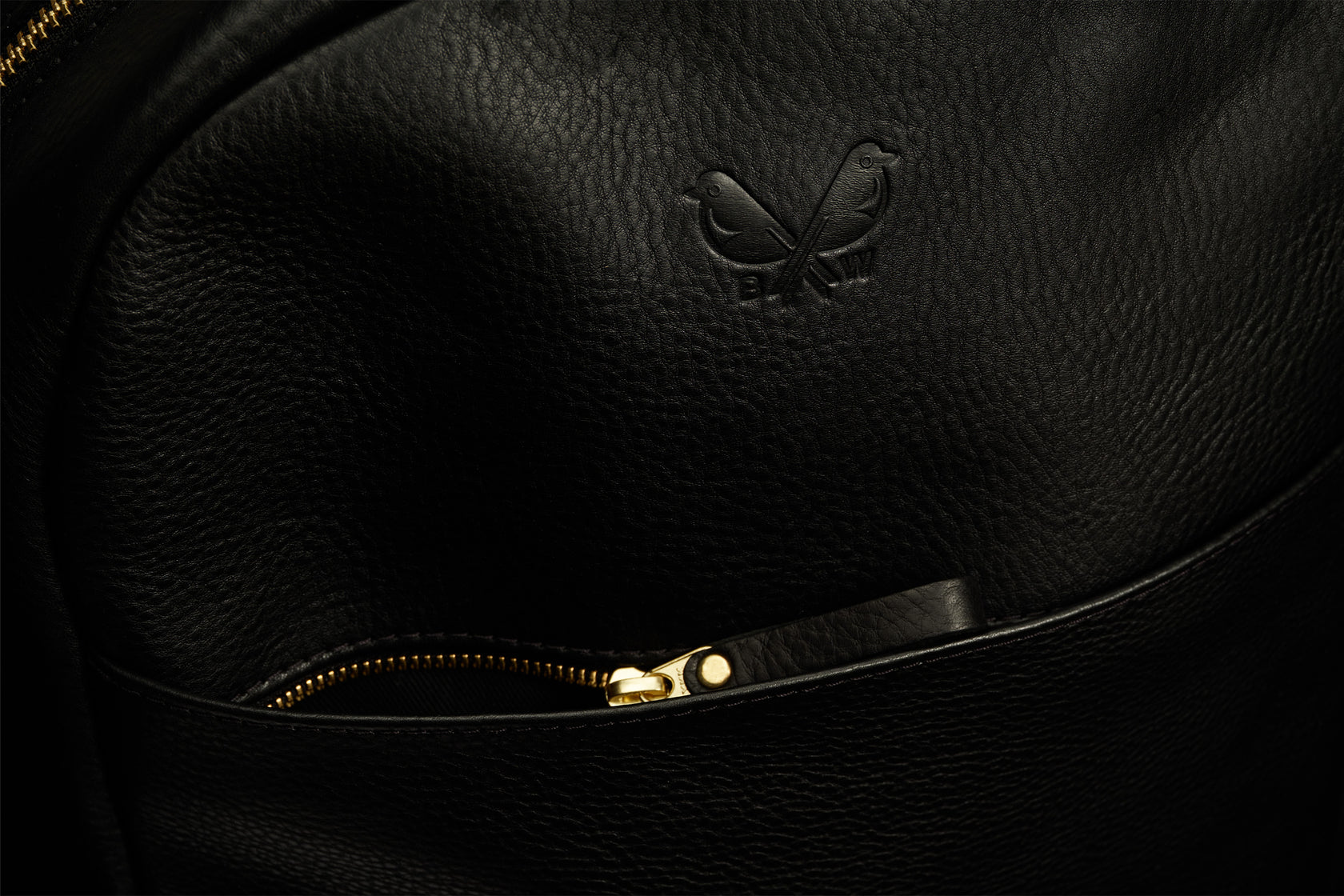 Top view of front zipper pocket