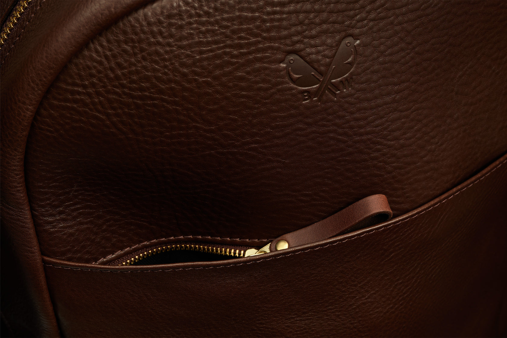overhead shot of front zipper pocket
