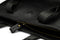 the black leather tote's zipper top 