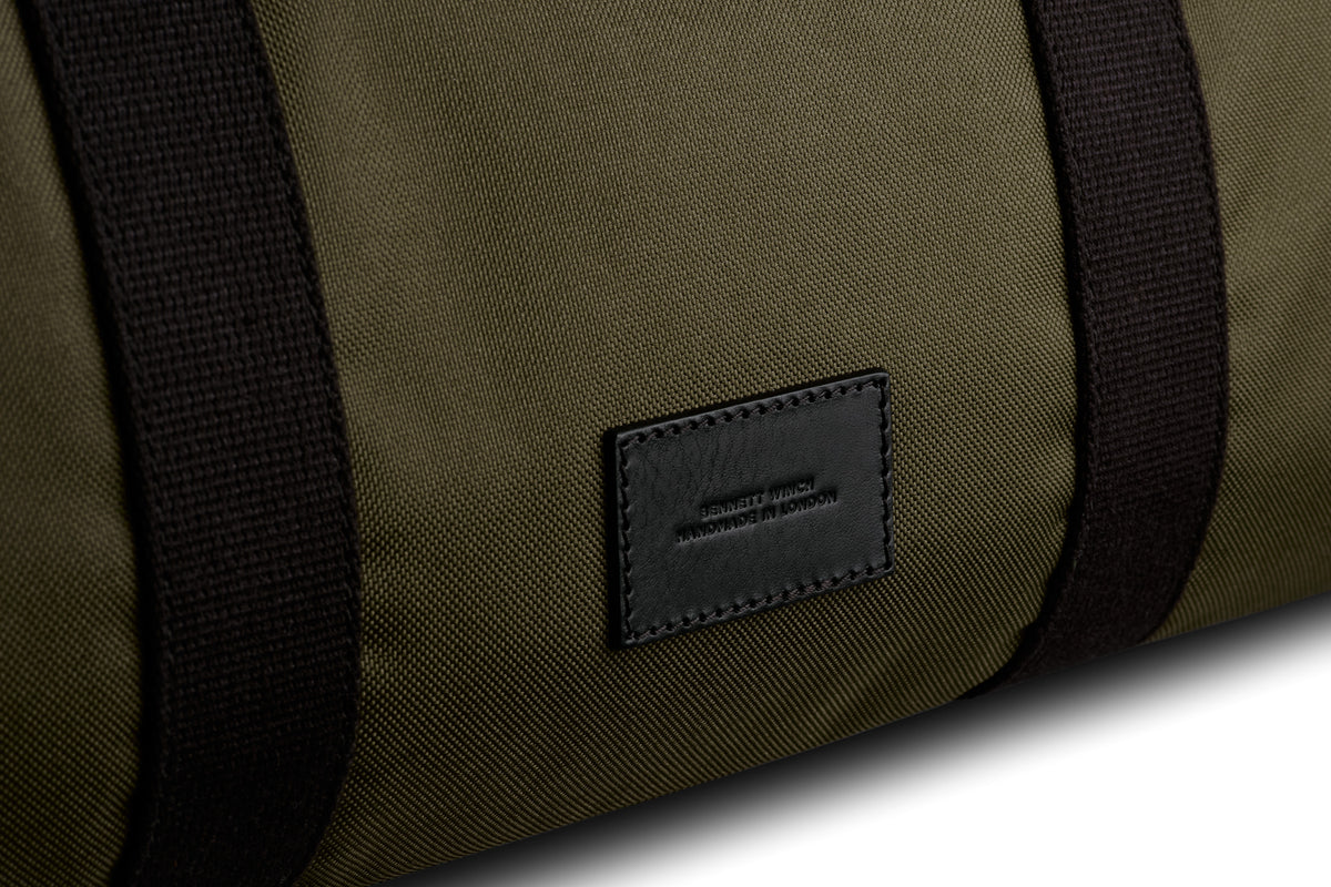 the Bennett Winch patch showing the sports holdall is handmade in London