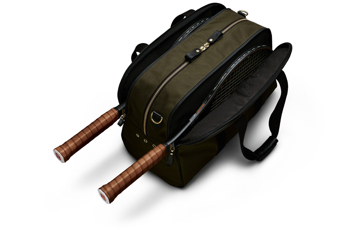 top view of the olive 2 racket tennis bag
