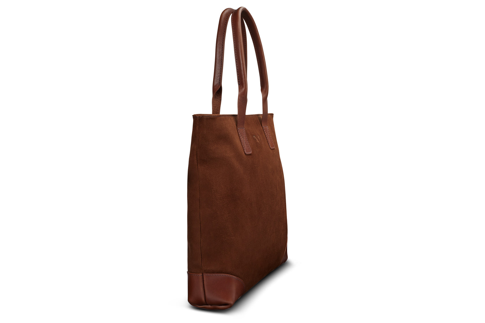 sleek brown suede tote