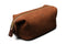 side view of suede brown wash bag