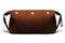 backside of quality brown suede dopp kit