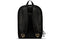 back view of black leather backpack