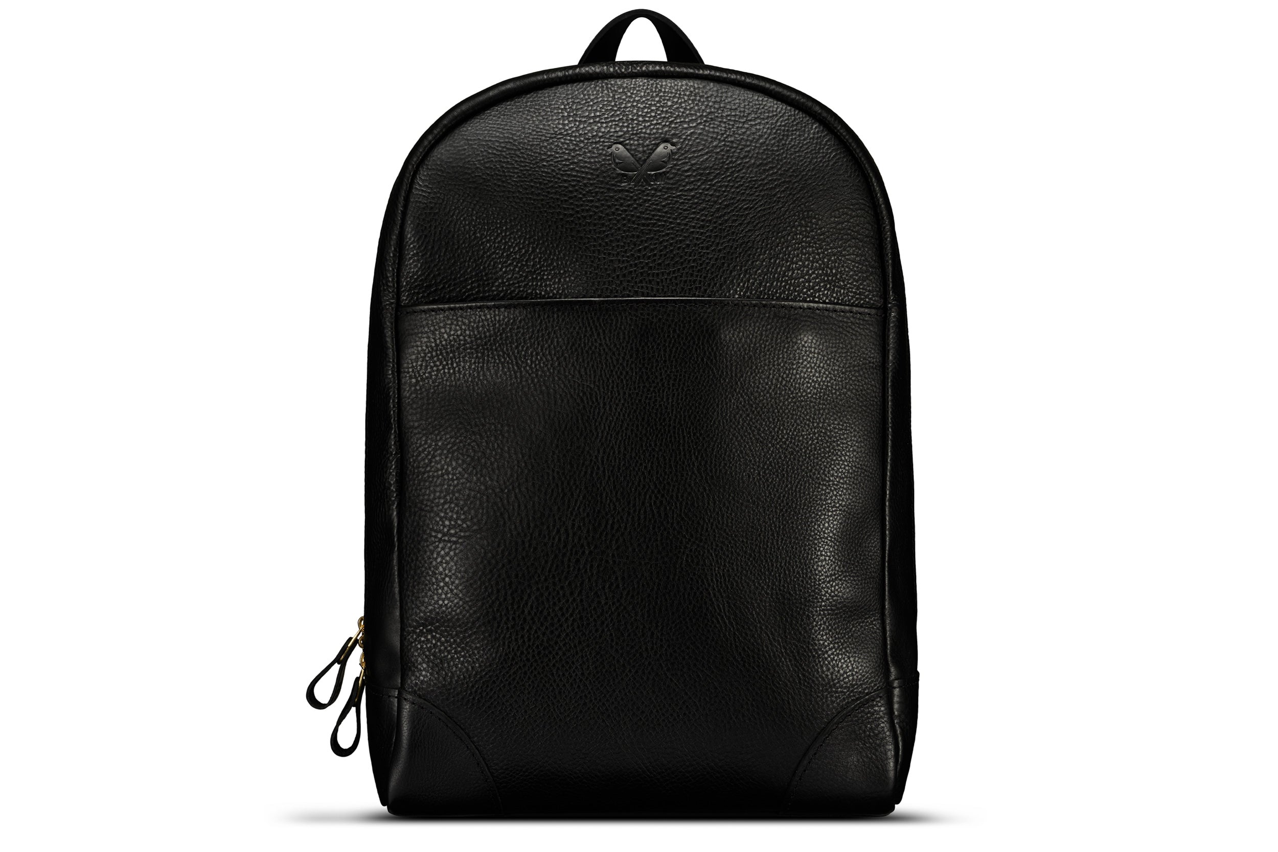 black backpack with leather straps century 21 Bennett Winch Black Leather Backpack