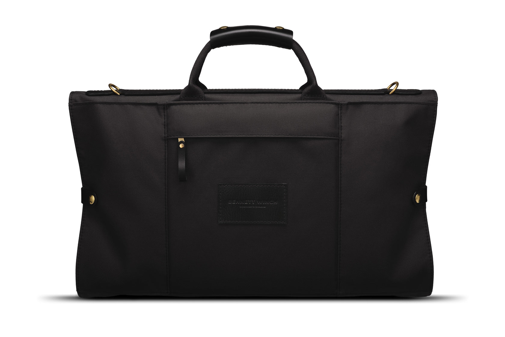 back view of high end black trifold