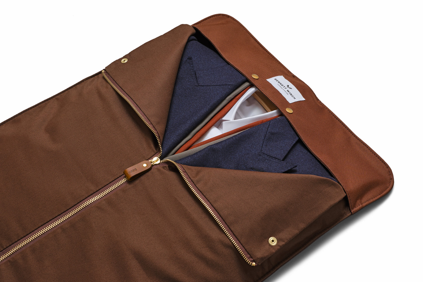overhead view of the trifold with clothes inside 