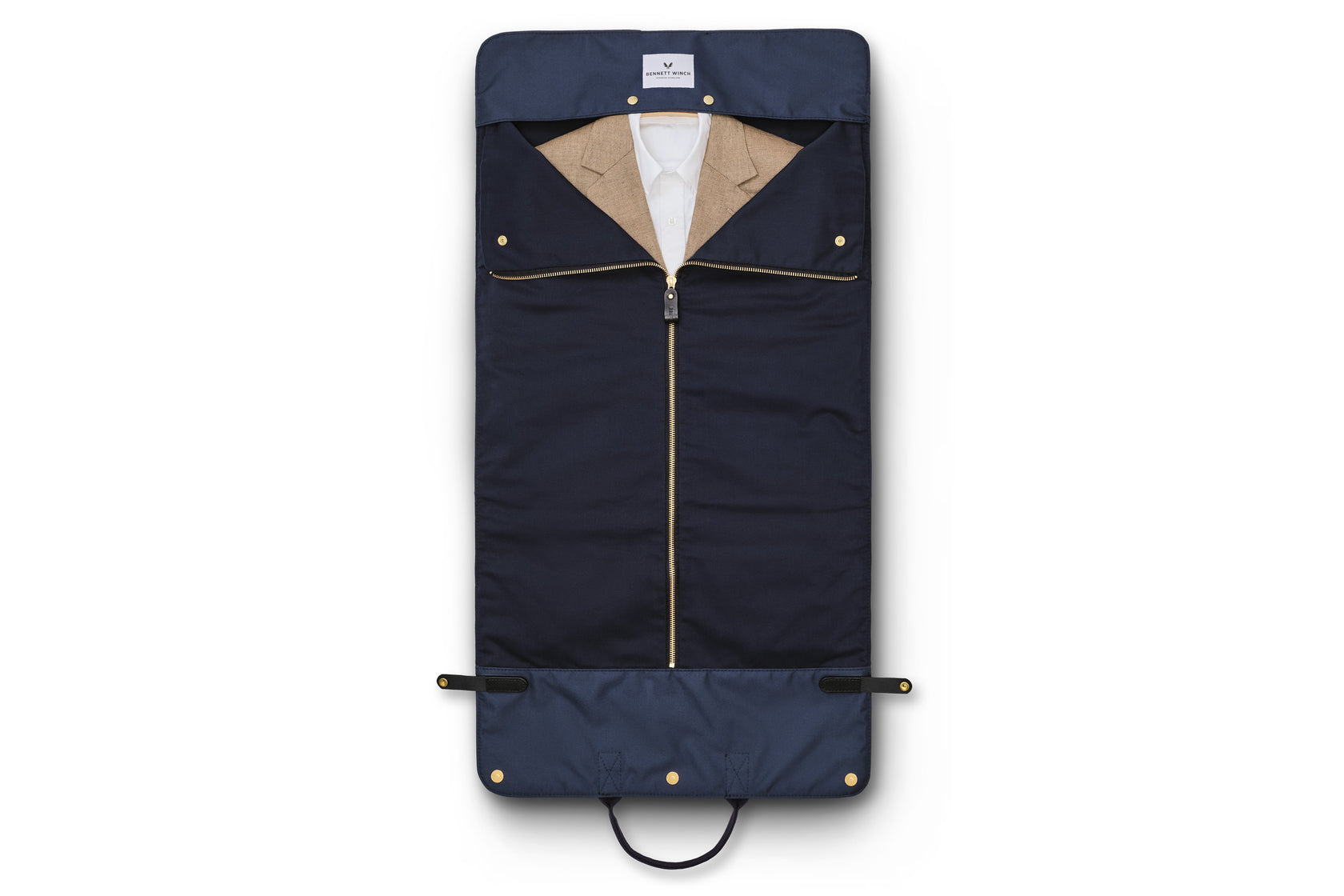 navy trifold laid out in full length