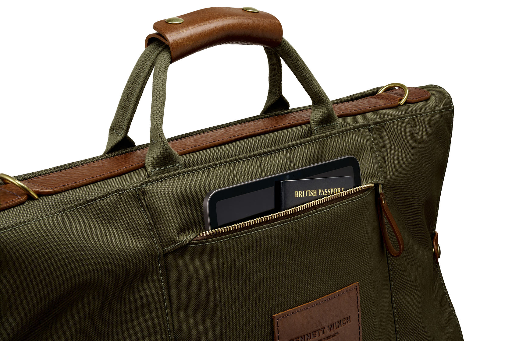 view of back storage pocket on the trifold