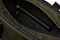 open view of the designer tennis bag in olive, showing the inside pocket