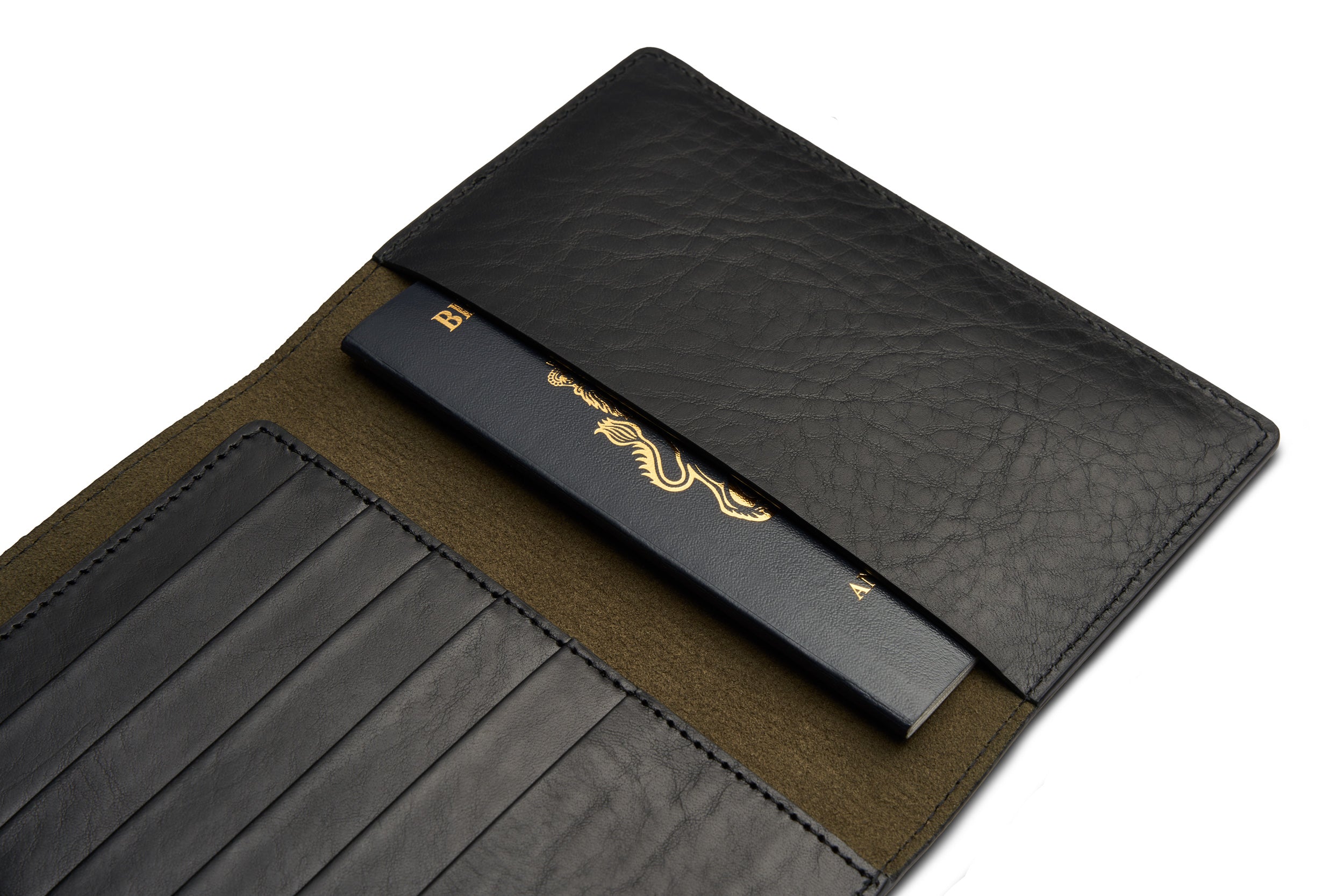 Passport Wallet Black Leather Passport Cover Winch