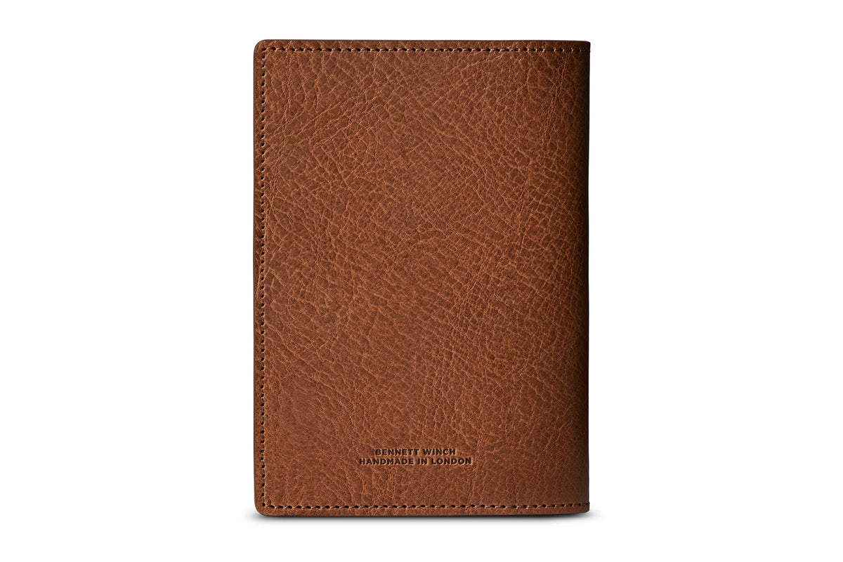 Dacasso Rustic Brown Leather Passport Holder - Compact Bi-Fold Travel Wallet For Documents