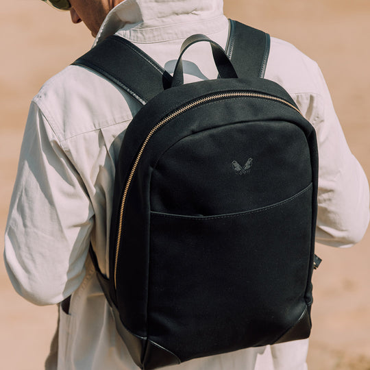 Black Canvas Backpack With Laptop Compartment