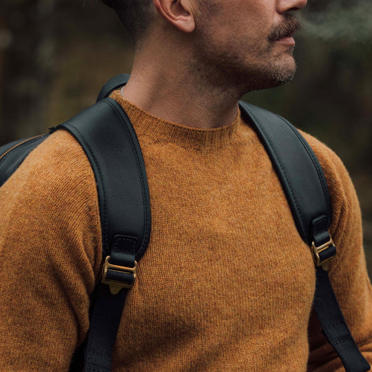 Black Leather Backpack for Men
