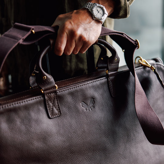 Brown Leather Trifold Suit Carrier | Handmade Garment Bag