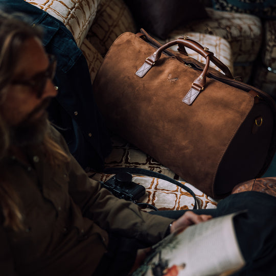 Suede Suit Carrier Holdall | Brown Garment Duffel Bag