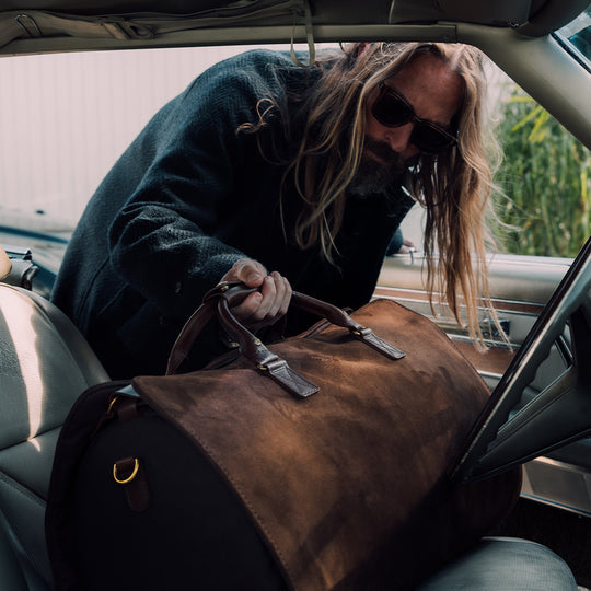 Suede Suit Carrier Holdall | Brown Garment Duffel Bag