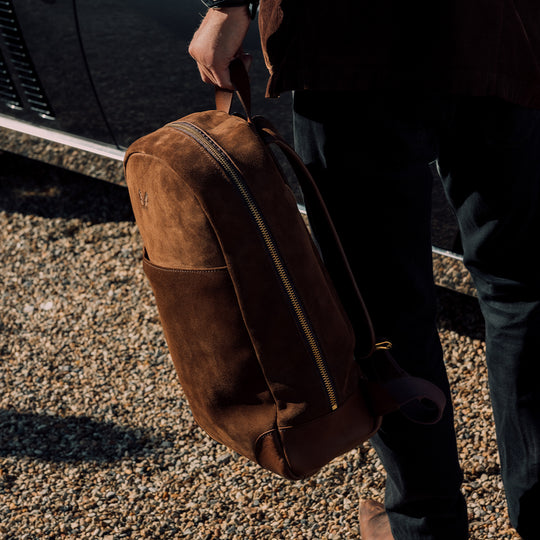 Brown Suede Backpack
