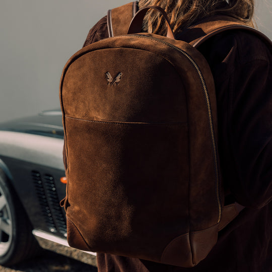 Brown Suede Backpack