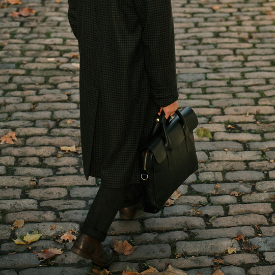 Black Leather Briefcase | Handmade Tuscan Leather