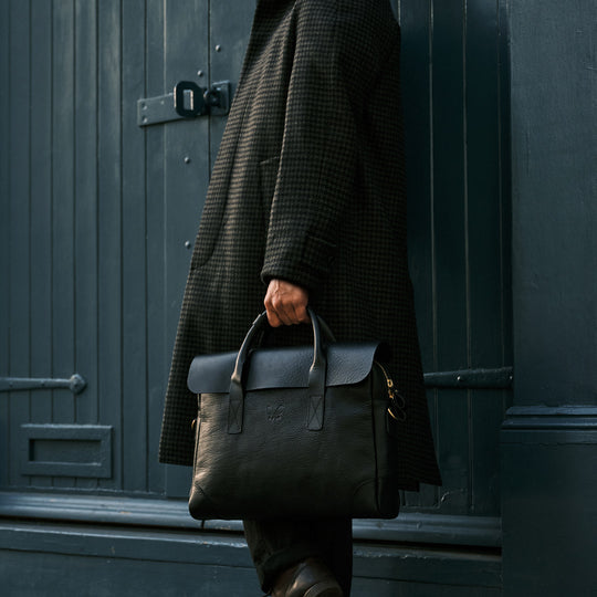 Black Leather Briefcase | Handmade Tuscan Leather