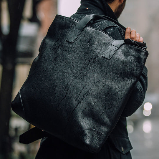 Black Leather Tote Bag | Handmade Real Leather Tote Bag