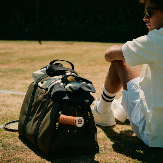 SPORT b. 巾着型 ショルダーバッグ オリーブ Olive Sports Duffel | Fits 2 Rackets & Laptop