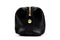 side view of black leather dopp kit