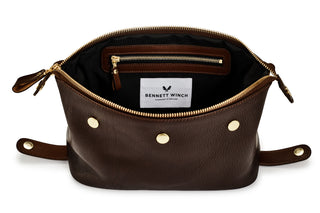 Leather Wash Bag / Dopp Kit - Brown