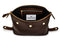 brown leather wash bag with a zipper inside 