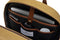 Close up on organizer compartments in sleek men's backpack