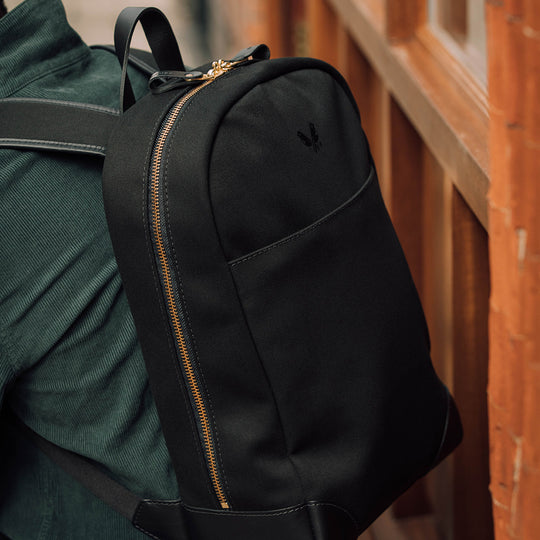 Black Canvas Backpack With Laptop Compartment