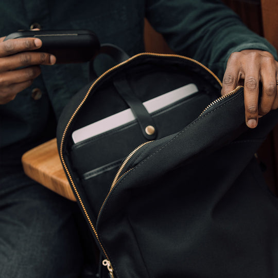 Black Canvas Backpack With Laptop Compartment