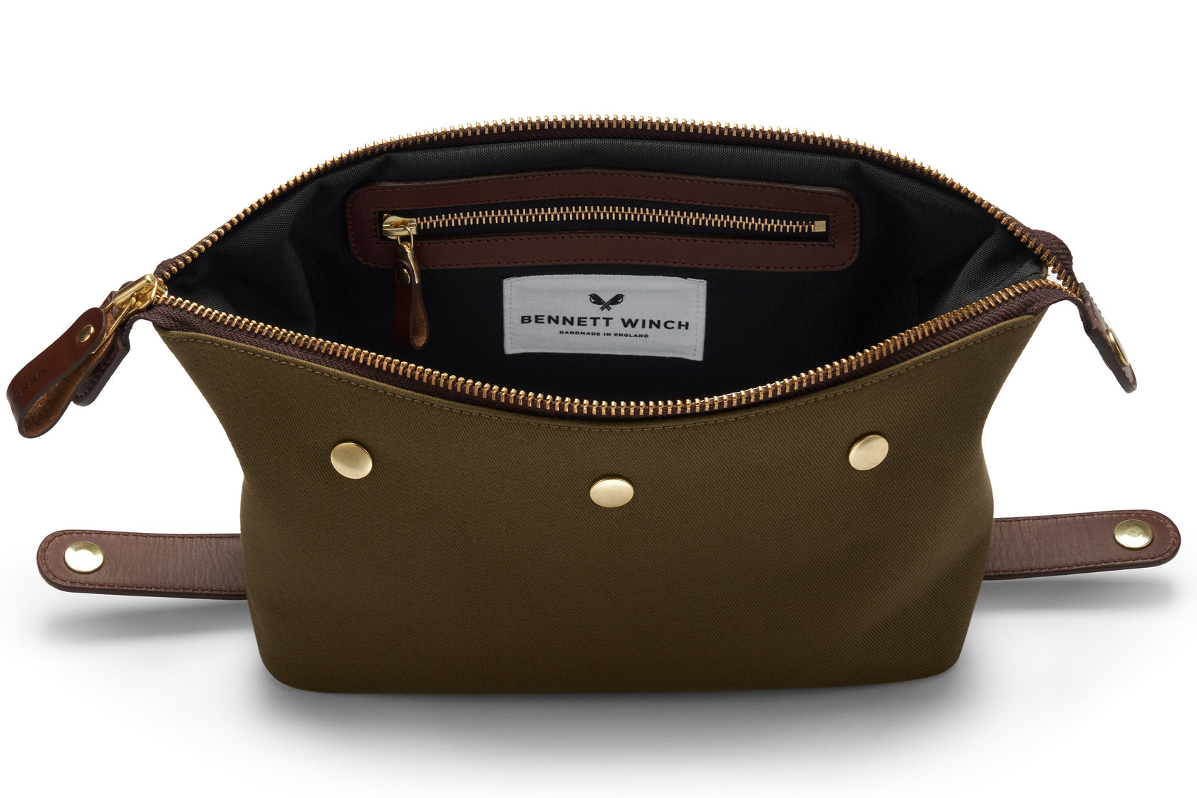 luxury green wash bag with zipper inside 