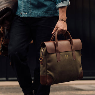 The Brief | Olive Green Canvas Briefcase | Bennett Winch