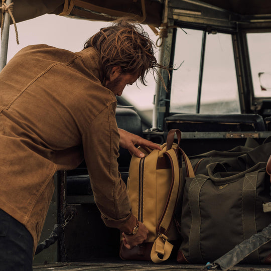Tan Canvas Backpack for Men
