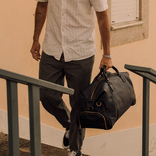 Black Leather Weekender | Full Grain Italian Leather