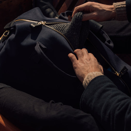 Navy Canvas Weekender | Waterproof Shoe Pocket