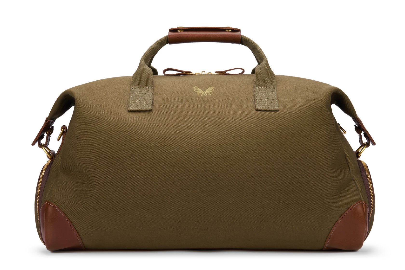 weekender bag in green canvas
