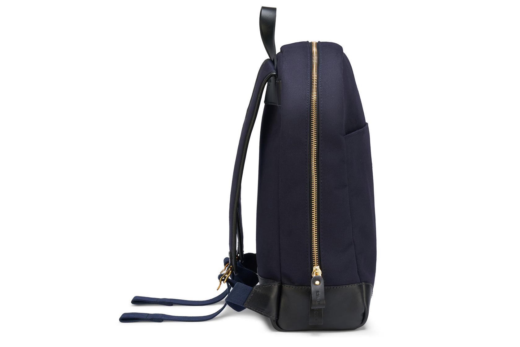 side angle of mens navy backpack