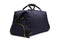 navy men's weekender bag side view with shoe compartment