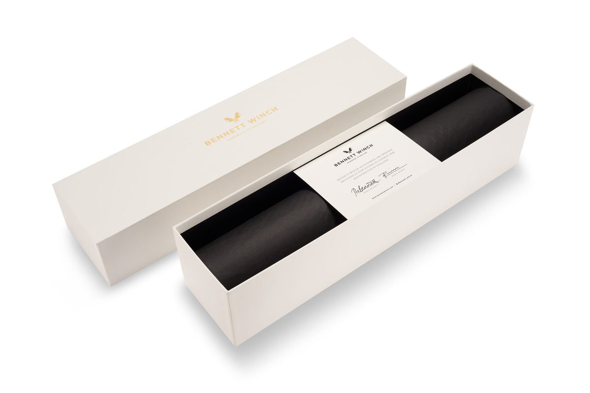 Visual of how the Bennett Winch desk mat arrives in the mail in the handmade gift box