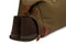 close up of separate shoe compartment in the weekender bag for men