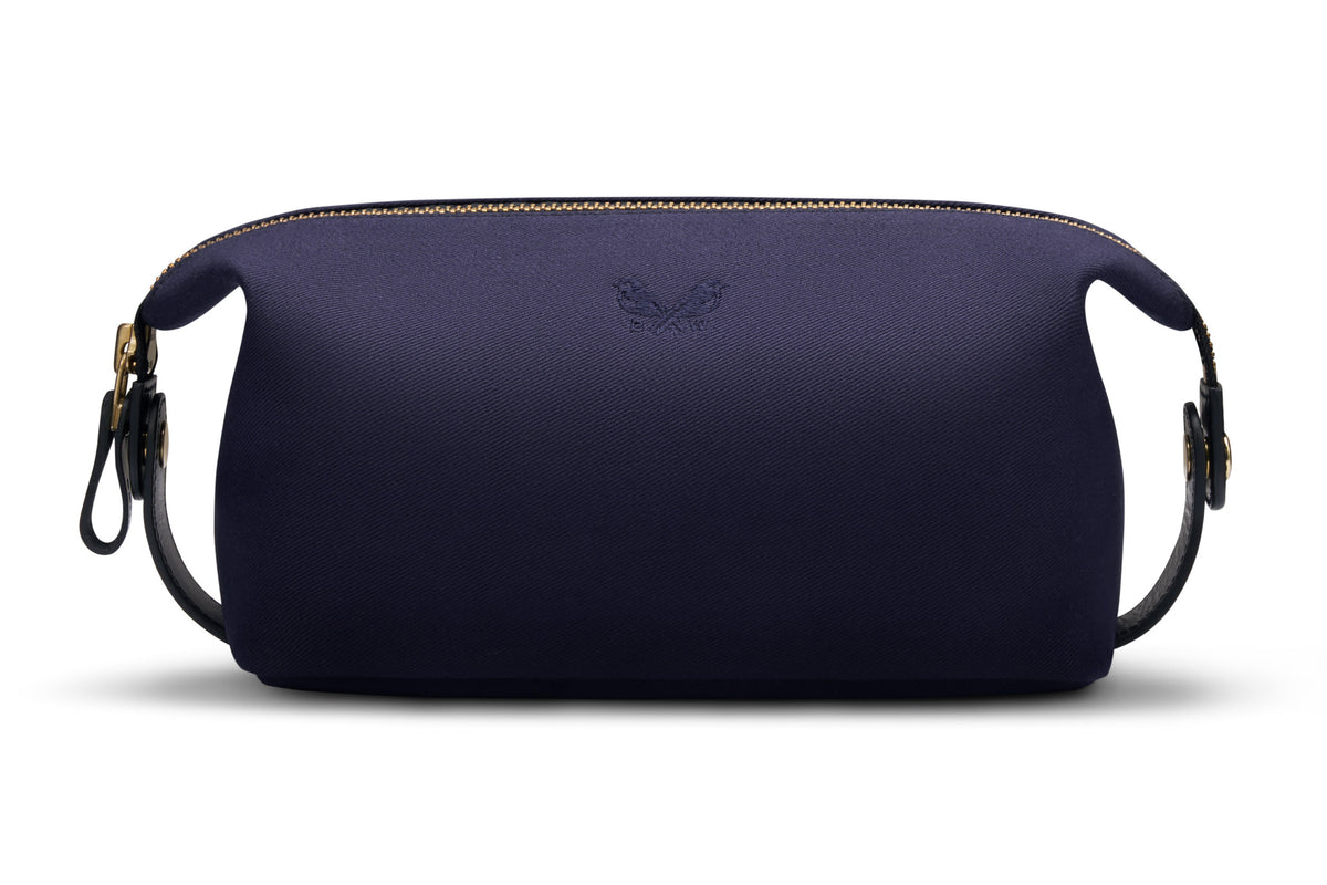 luxury navy wash bag