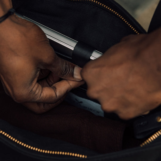 Black Canvas Tote | Laptop & Phone Pockets