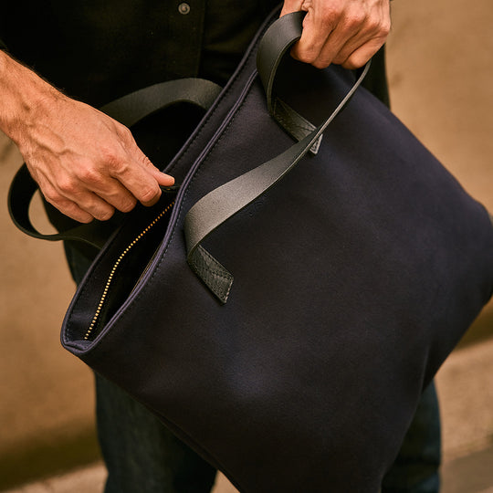 Navy Canvas Tote | Laptop & Phone Pockets